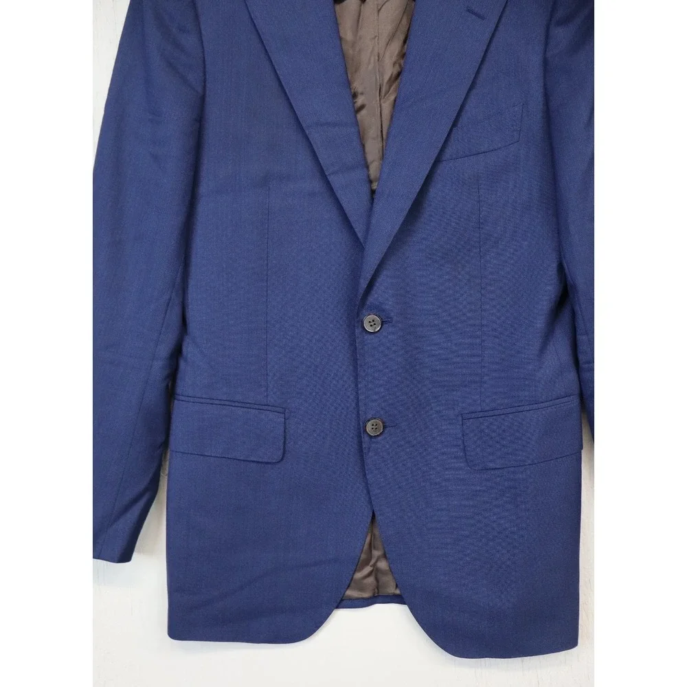 Suit Supply Vitale Barberis Canonico‎ Blue 2 Button Sport Coat Jacket 38R Havana